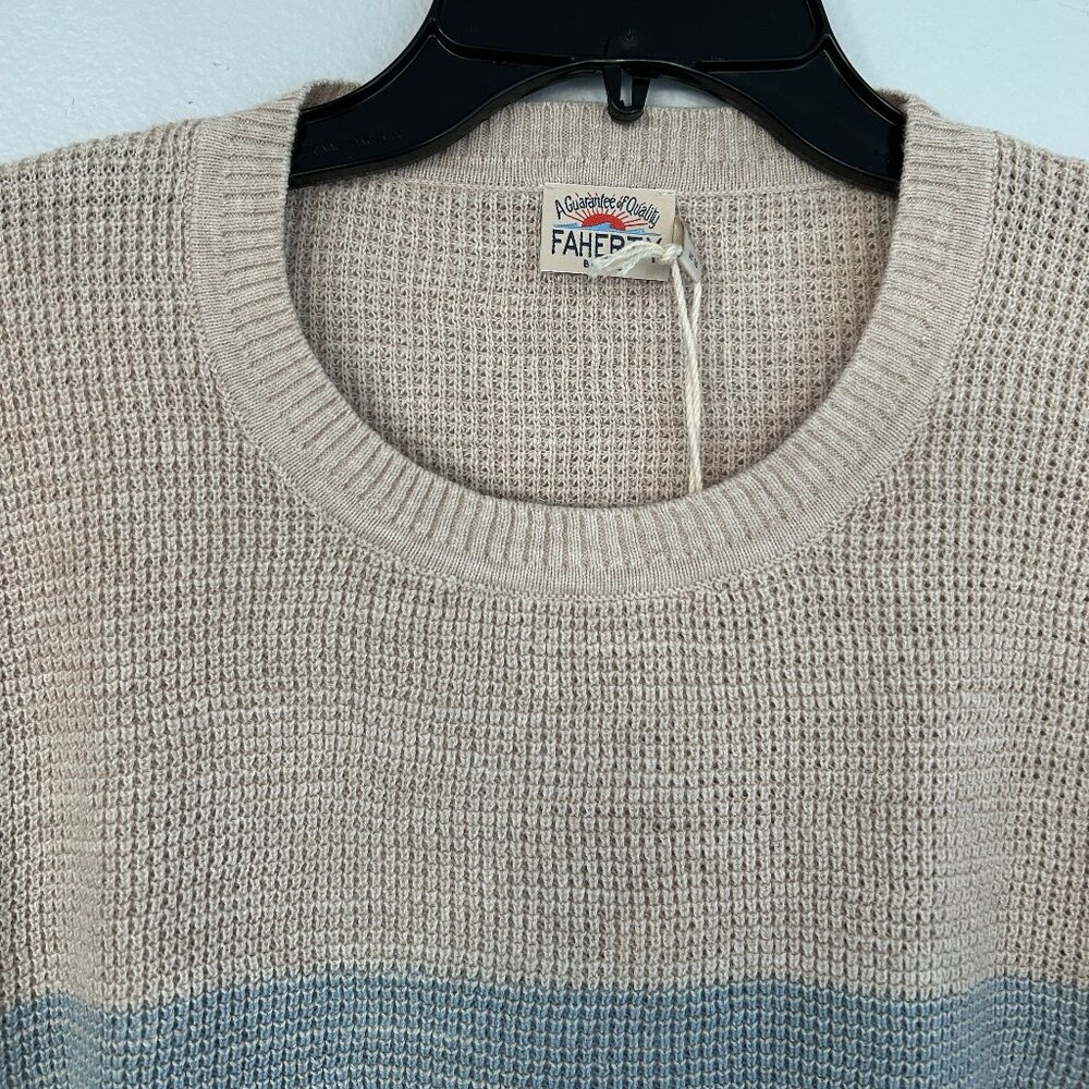 FAHERTY Sunwashed Stripe Textured Organic Cotton Crewneck Sweater